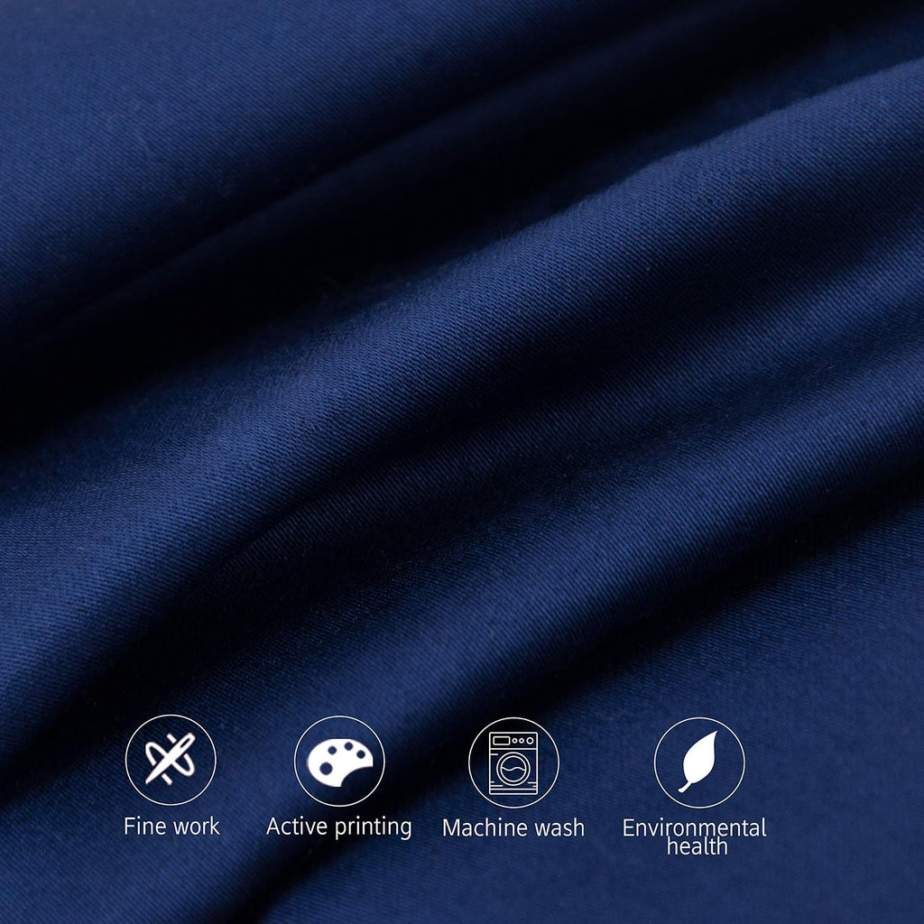NTBAY Queen Egyptian Cotton Sateen Pillowcases, Set of 2, Navy Blue