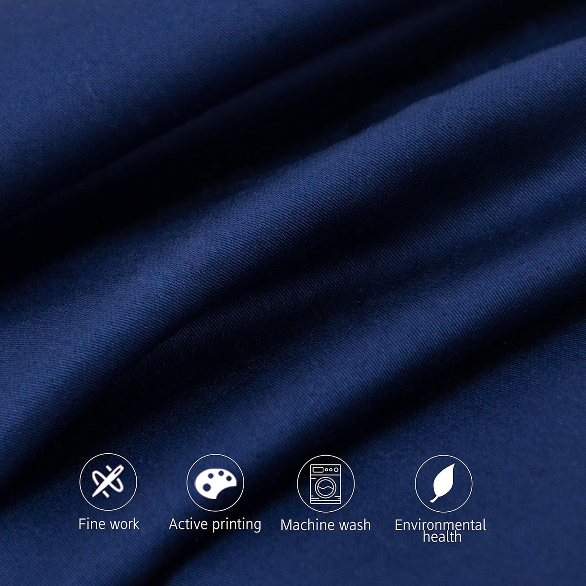 NTBAY Queen Egyptian Cotton Sateen Pillowcases, Set of 2, Navy Blue