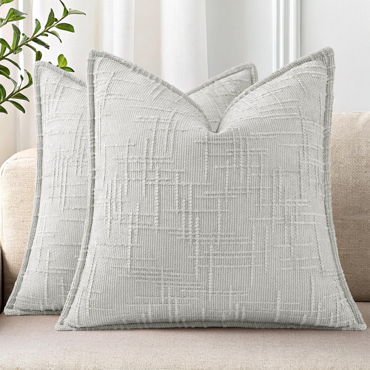 decorUhome Chenille Decorative Throw Pillow Covers 18x18 Set of 2, Navy