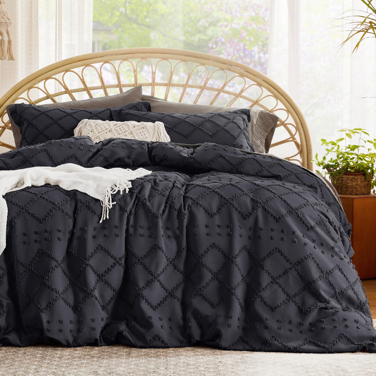 Bedsure White Boho Duvet Cover Queen, Soft Vintage Embroidery