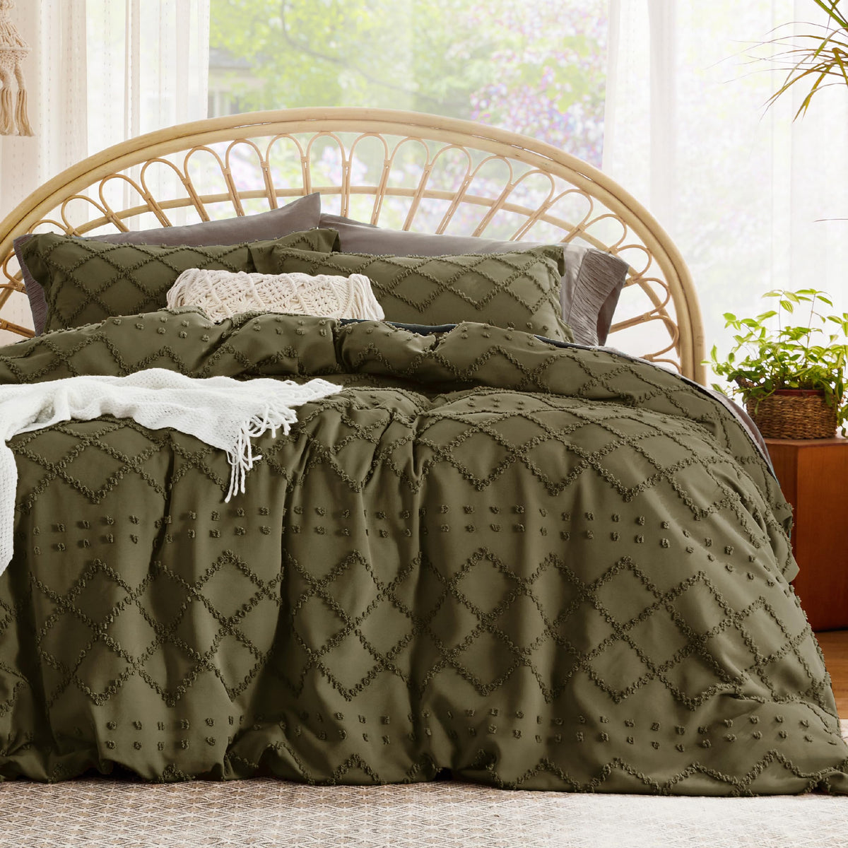 Bedsure White Boho Duvet Cover Queen, Soft Vintage Embroidery
