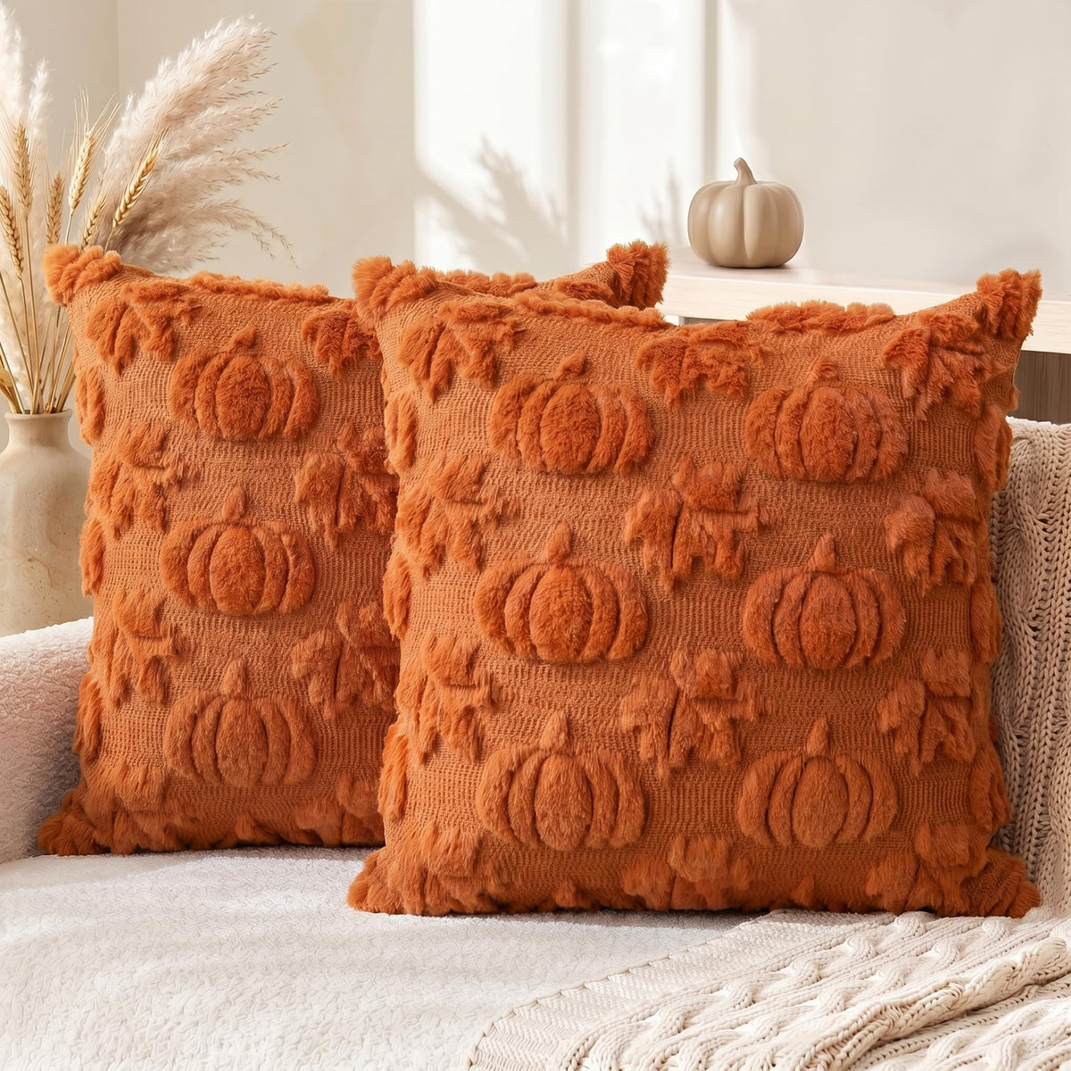 AVOIN colorlife Caramel Fall Pumpkin Throw Pillow Covers 20x20 Inch