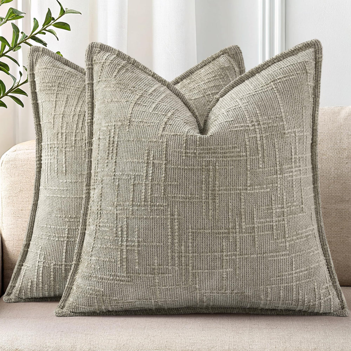 decorUhome Chenille Decorative Throw Pillow Covers 18x18 Set of 2, Navy