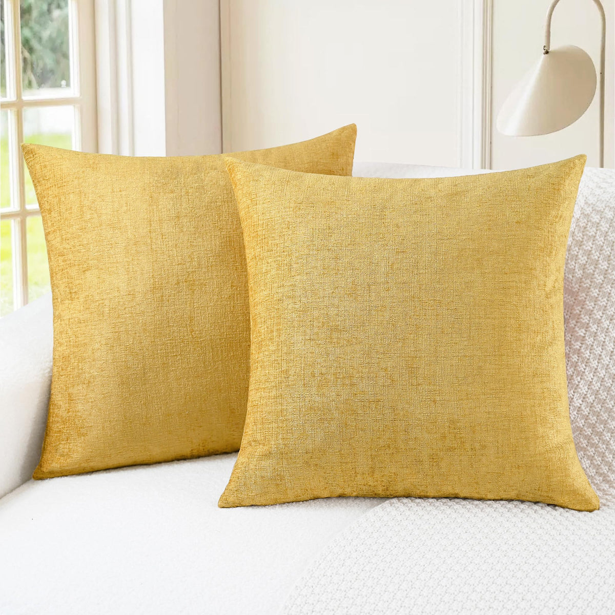 CaliTime Decorative Couch Throw Pillow Covers 18 X 18 Inches Navy Blue