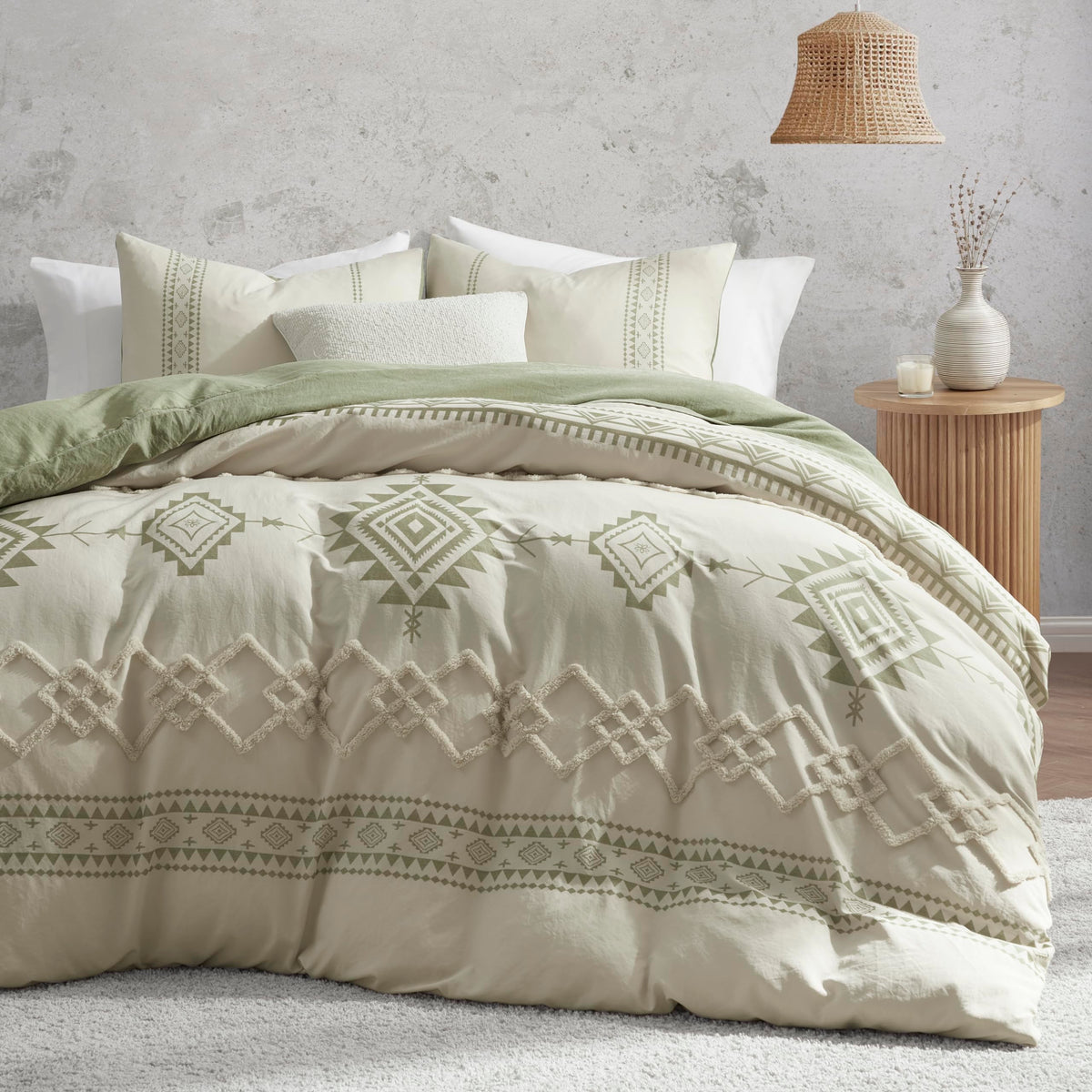 Oli Anderson Boho Duvet Cover King Size, Beige & Terracotta, 3 Pieces