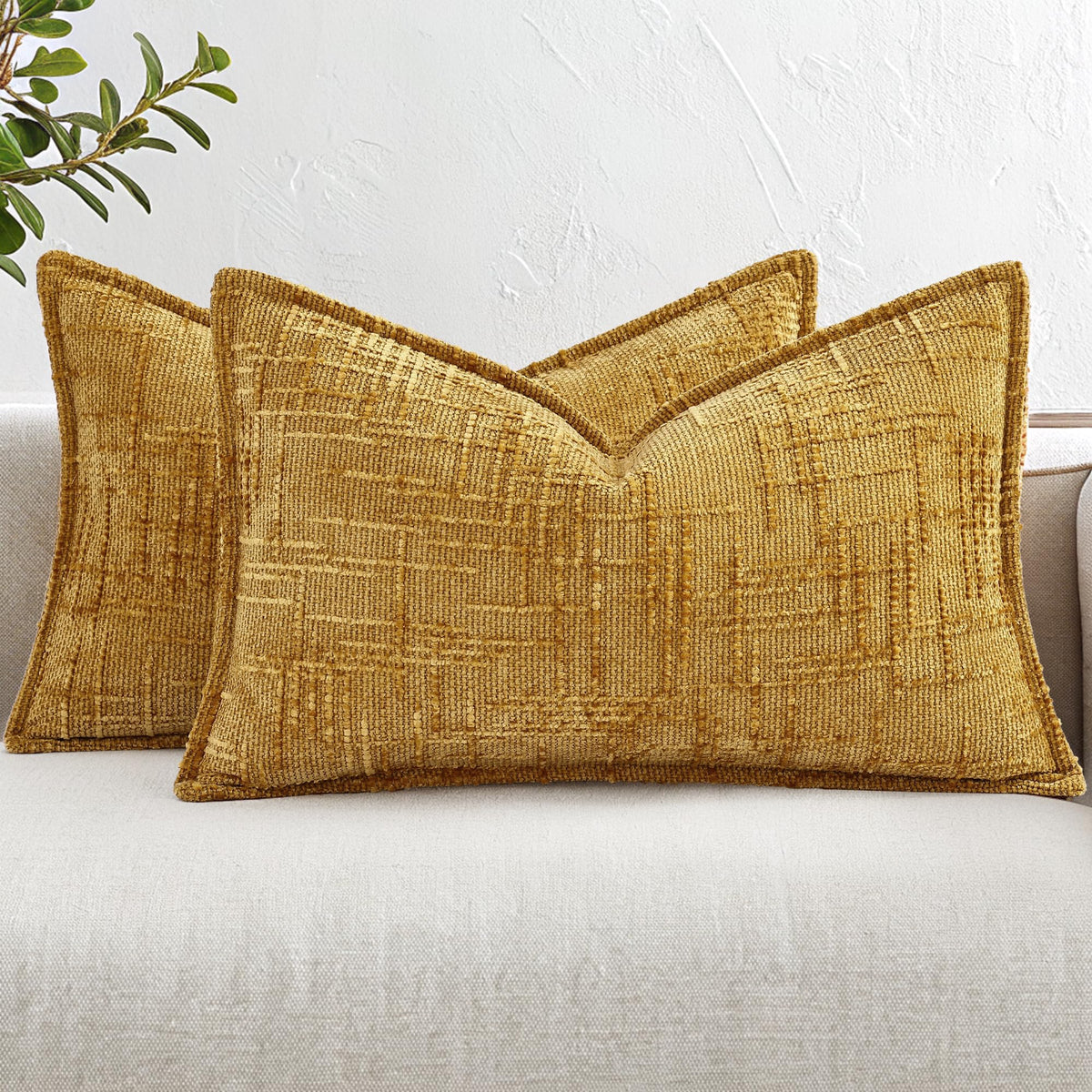 decorUhome Chenille Decorative Throw Pillow Covers 18x18 Set of 2, Navy