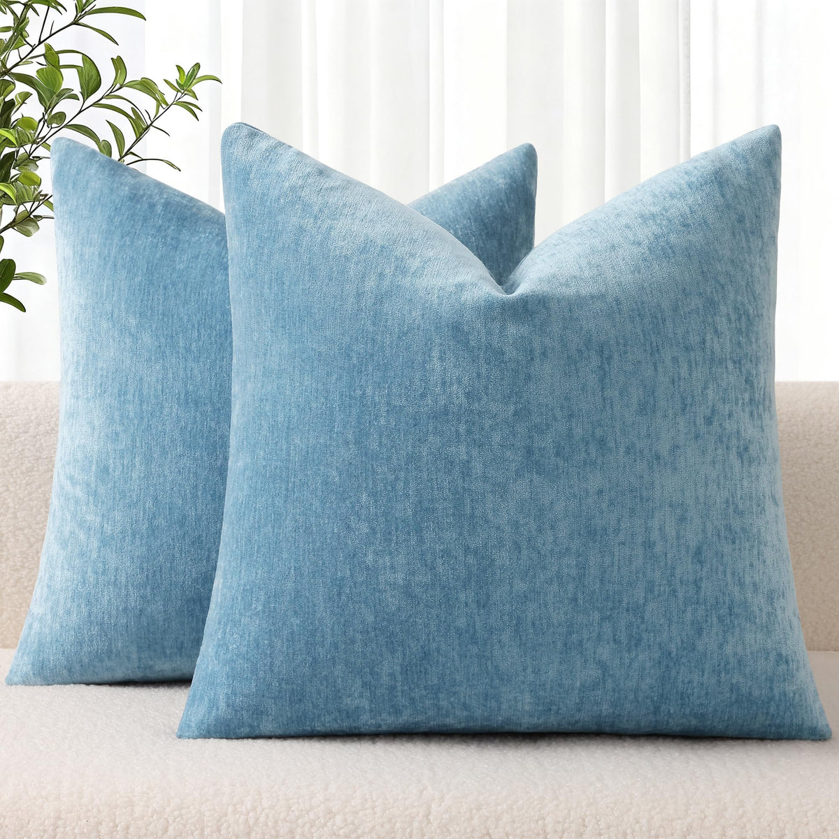 decorUhome Soft Chenille Blush Pink Throw Pillow Covers 18X18 Set of 2