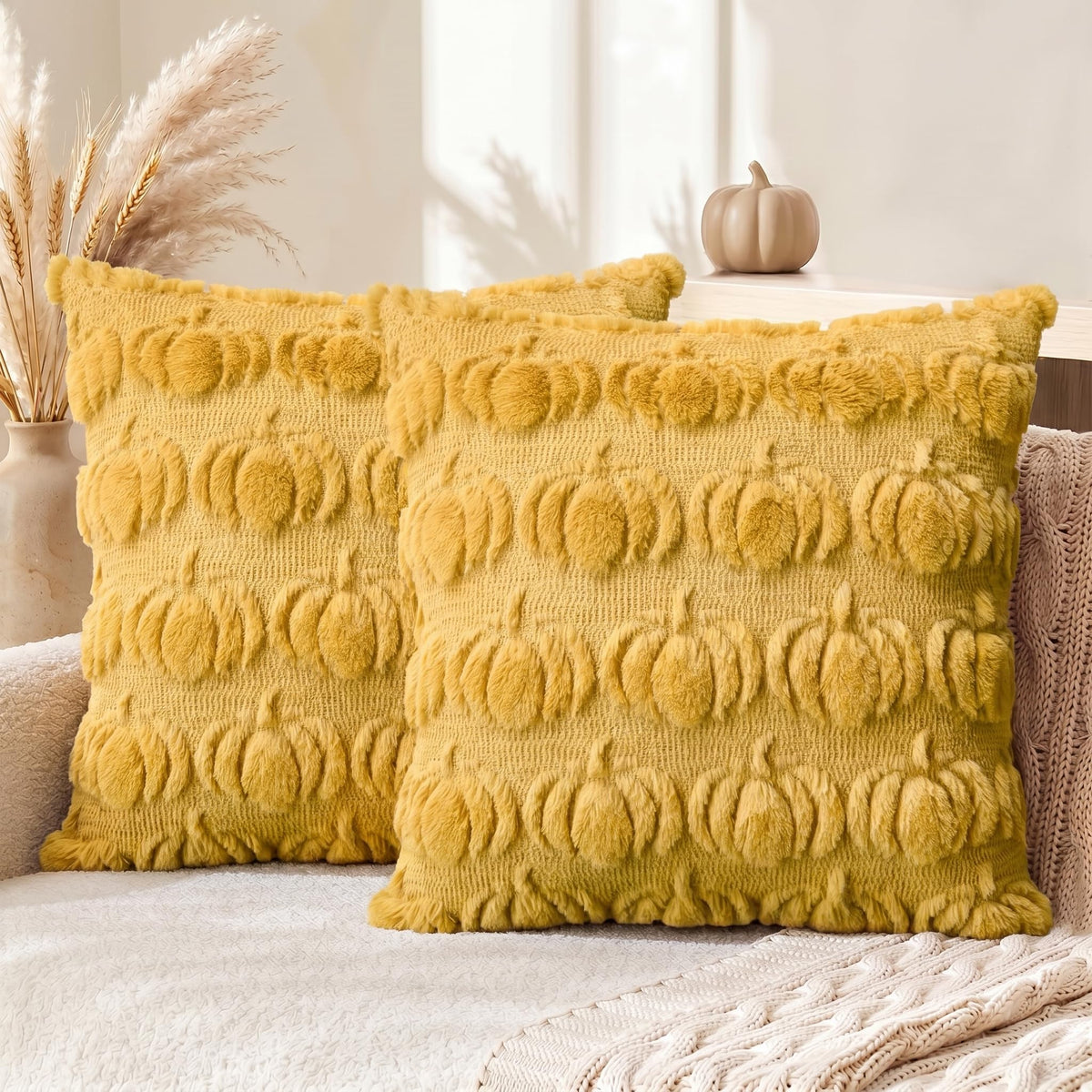 AVOIN colorlife Caramel Fall Pumpkin Throw Pillow Covers 20x20 Inch