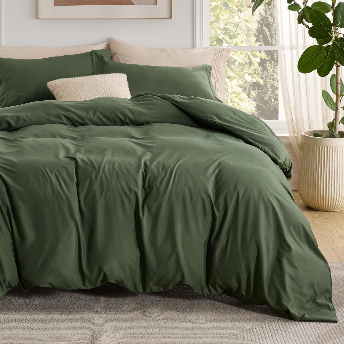 Bedsure White Duvet Cover Queen Size - Soft Double Brushed Bedding Set for Kids & Adults, Zipper Closure, 3 Pieces, Includes 1 Duvet Cover (90"x90") & 2 Pillow Shams, NO Comforter
