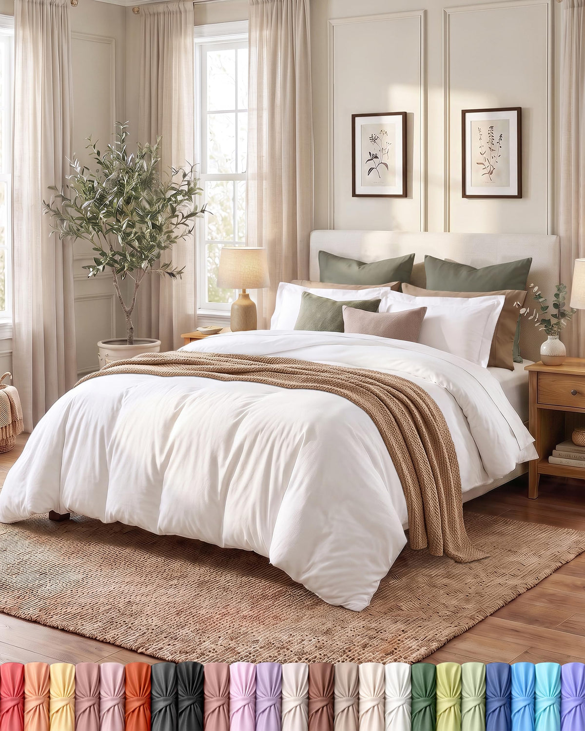 Duvet Cover Queen, 3 Piece Cotton Like Polyester with Zipper Closure, Black