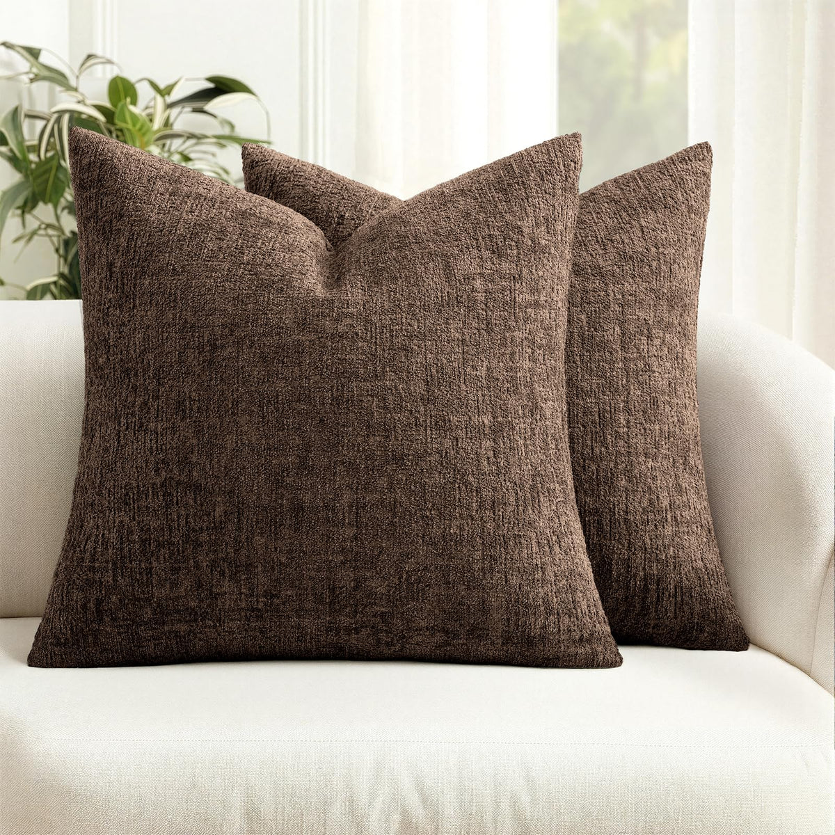 MIULEE Couch Pillow Covers Textured Chenille Home Decor 18x18 Navy Blue