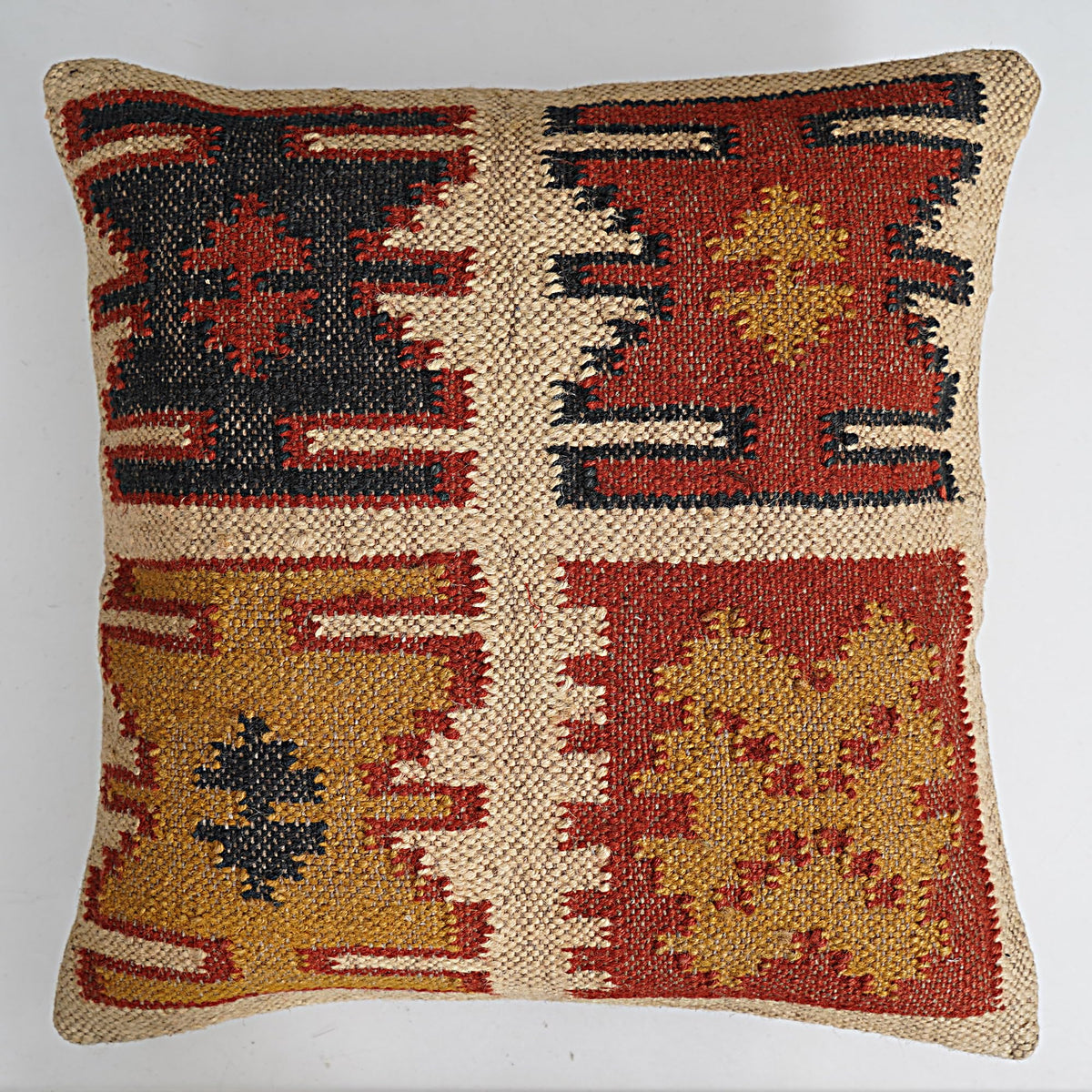 Indian Vintage Kilim Hand Loom Cushion Cover 18X18 Pillows Boho Ethnic Shams Jute Pillow Cases Rug Boho