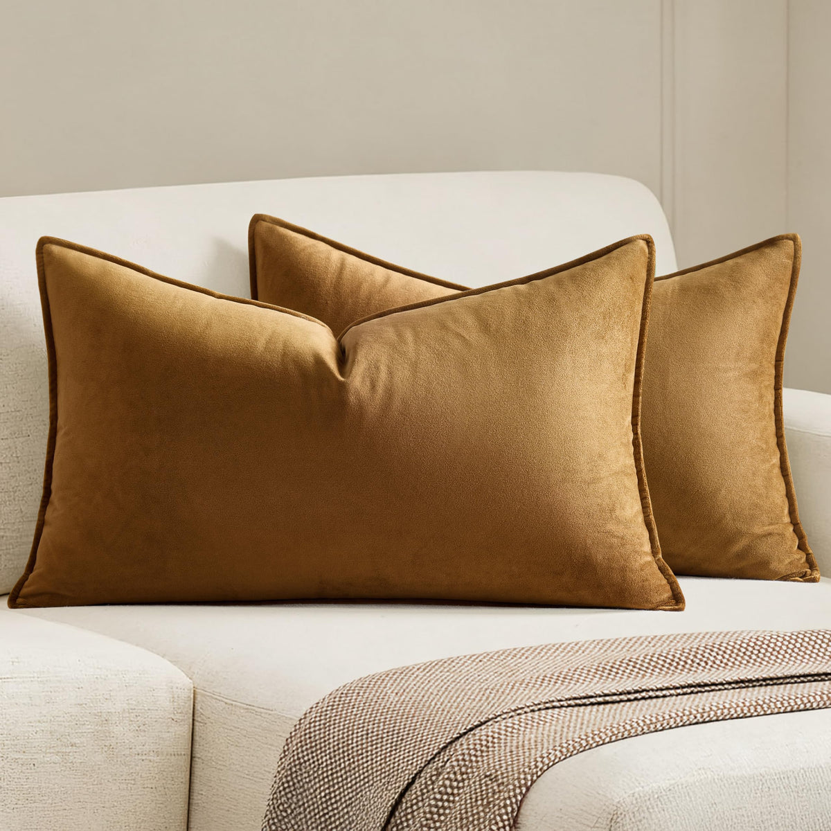 MIULEE Decorative Dark Brown Velvet Throw Pillow Covers for Couch 18x18 in