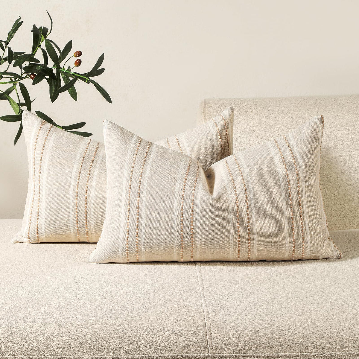 Hckot Navy Blue Throw Pillow Covers 20x20 Set of 2 Striped Pillow Covers