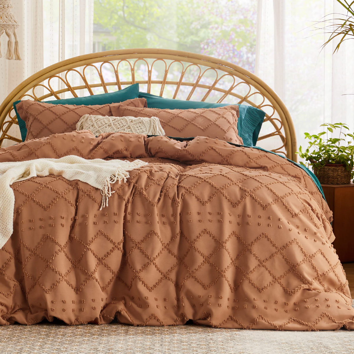 Bedsure White Boho Duvet Cover Queen, Soft Vintage Embroidery