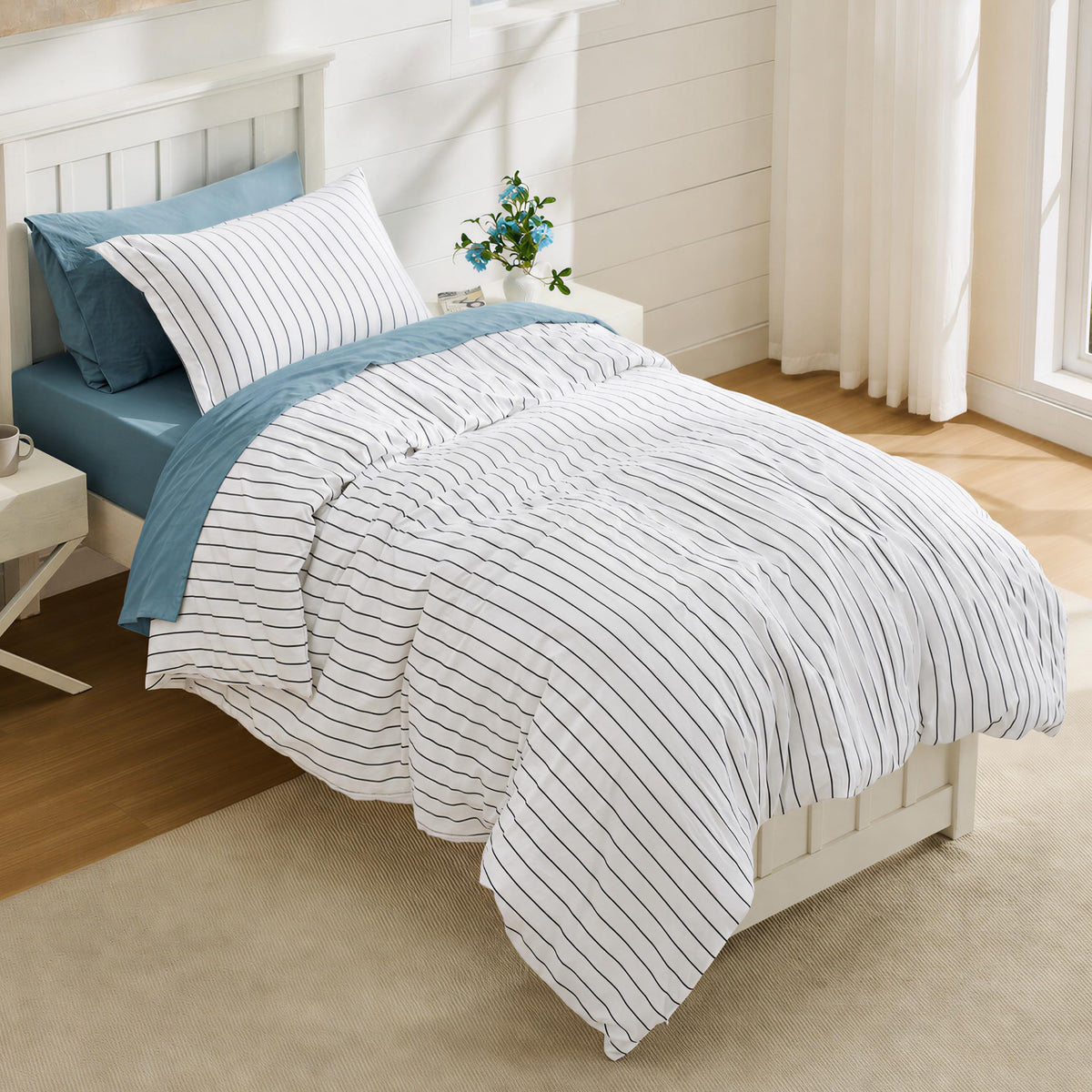 Bedsure Gingham Duvet Cover Set Cotton-Like Bedding Queen Size, Brown