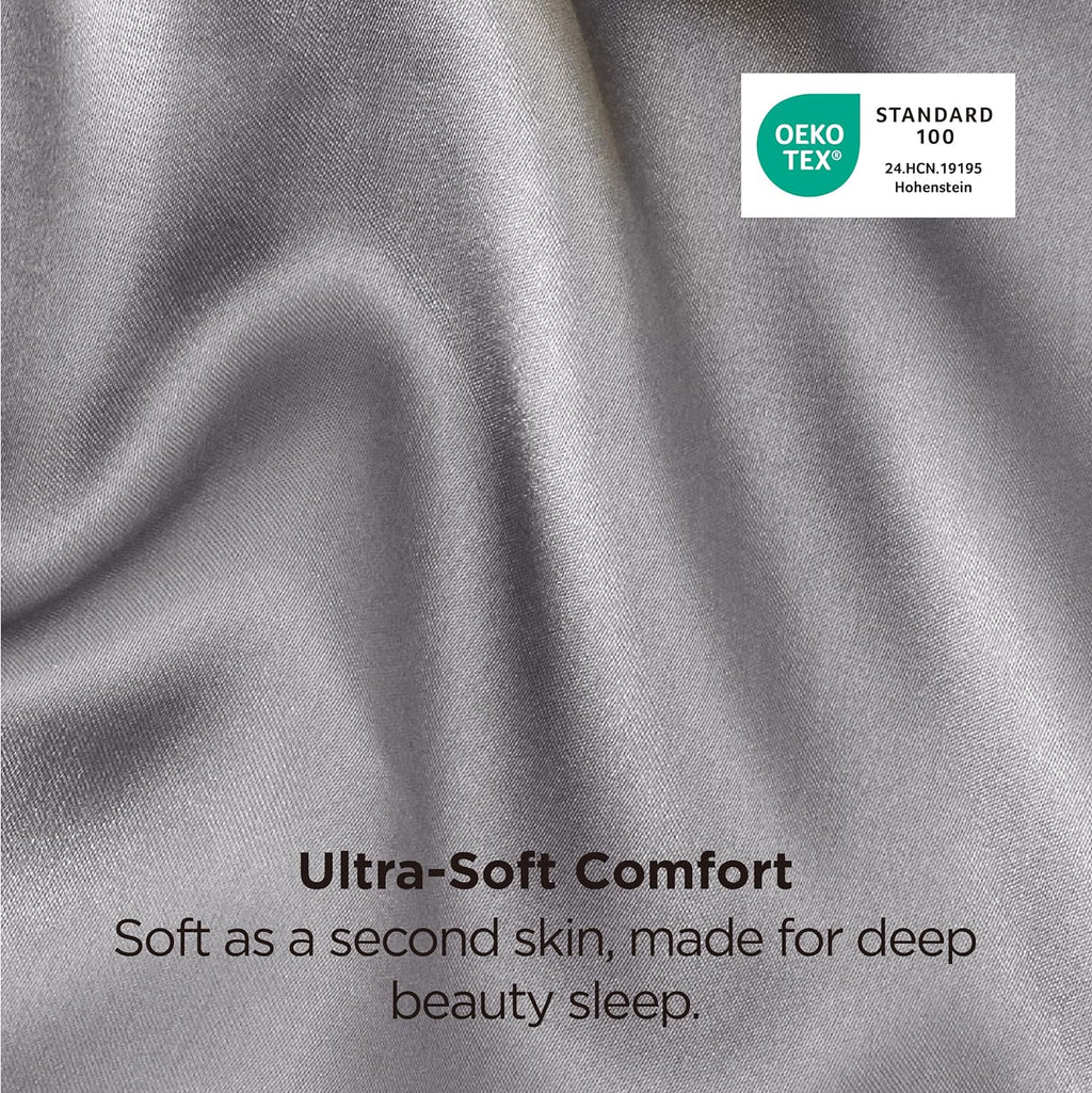 Bedsure Satin Pillowcases Queen Set of 2, Silky Pillow Cases, Dark Grey