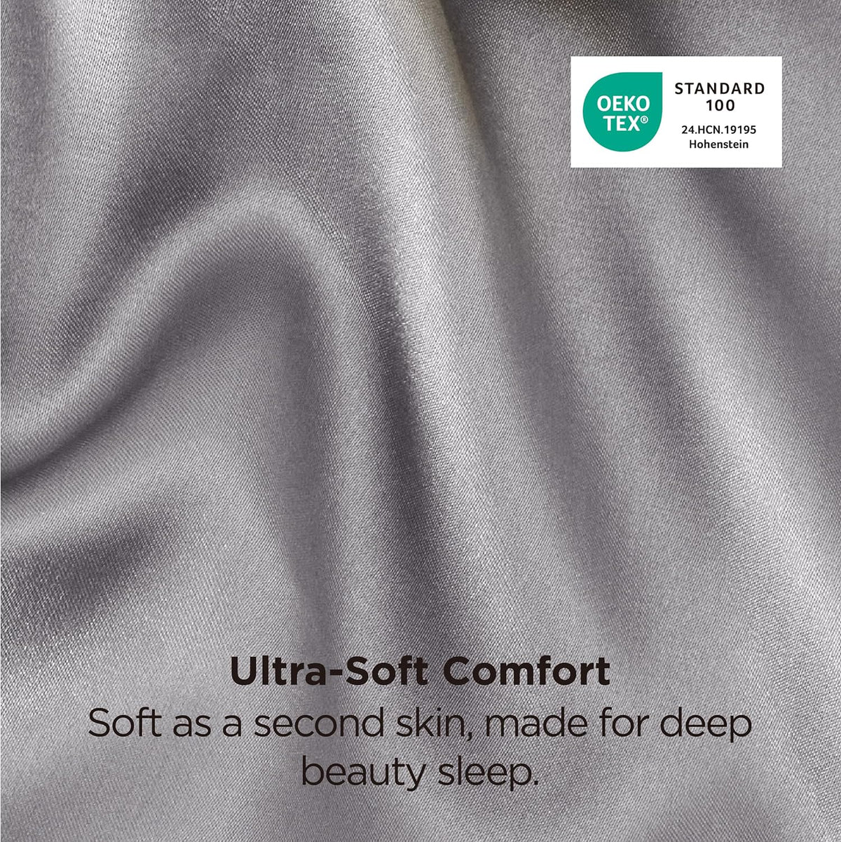 Bedsure Satin Pillowcases Queen Set of 2, Silky Pillow Cases, Dark Grey