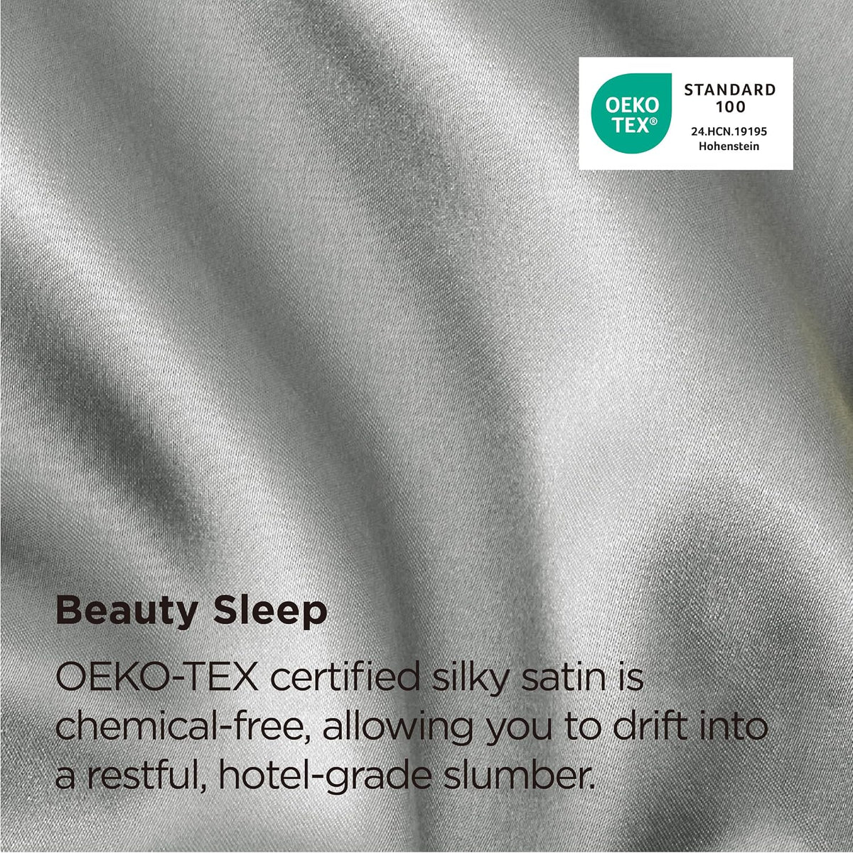 Bedsure Satin Pillowcases Queen Set of 2, Similar to Silk Pillow Cases Grey